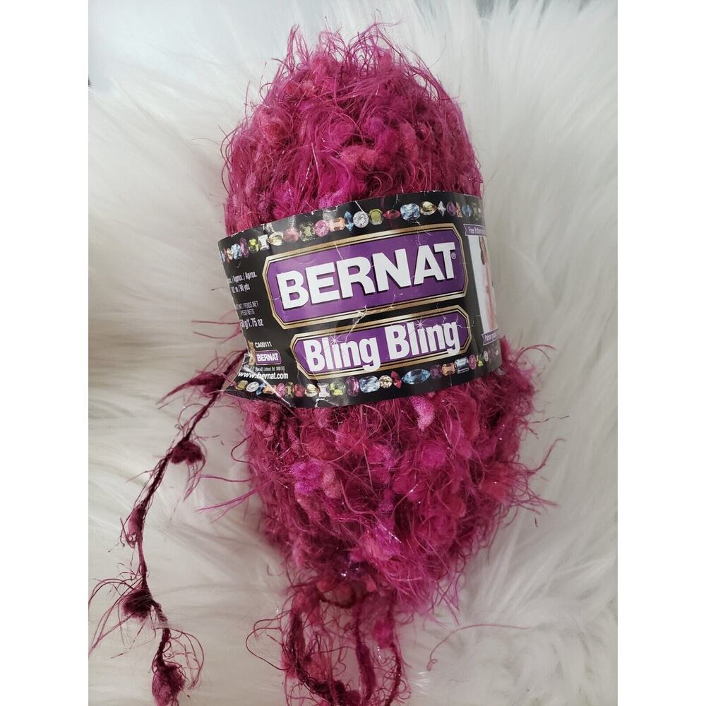 BERNAT BLING BLING YARN-COLOR:#65405 CABARET CRIMSOM-1.75 oz 90 yds 100% NYLON